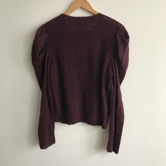Anthropologie Line the Label Wool and Alpaca Puff Sleeve Sweater Pullover Size S - Picture 6 of 7